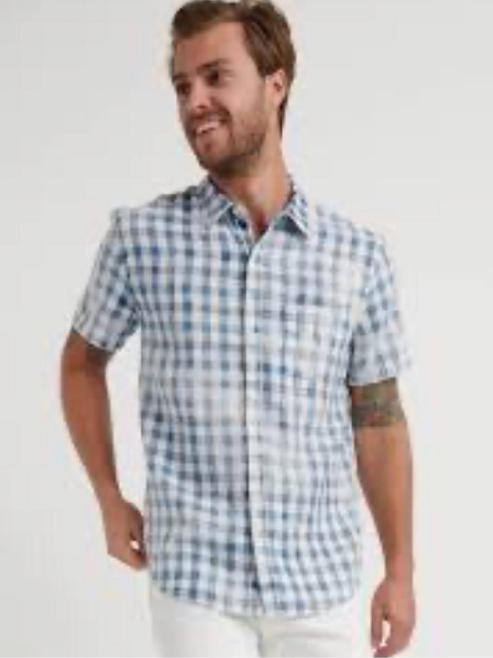 Lucky Brand M sugar magic wash Short-Sleeve Button-Down Shirt